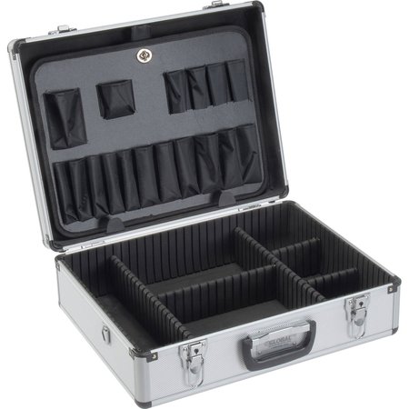 GLOBAL INDUSTRIAL Aluminum Tool Case, 18 x 14 x 6 with Tool Panel, Foam and Dividers 493402